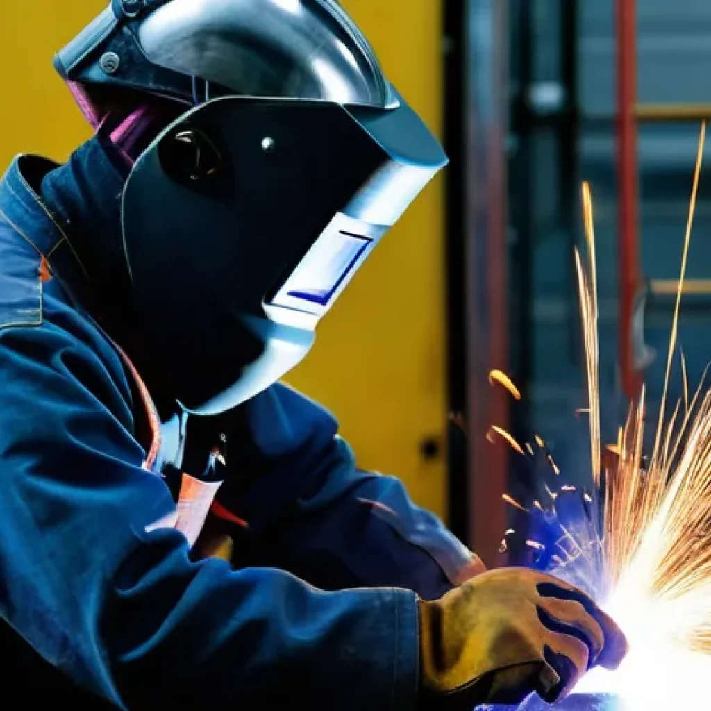 금속재료자격증 연봉 차이 - **Prompt 1: Skilled Welder in a Modern Swedish Steel Plant**
An image of a highly skilled welder...