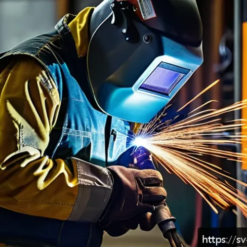 Home 17 강재의 용접 결함 진단법 - A close-up, high-resolution image of a welder in a controlled indoor workshop environment, wearing f...